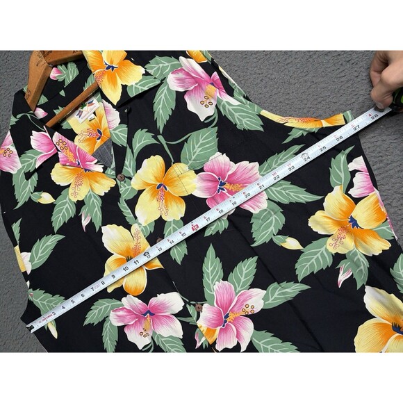 Vtg Loop Collar Hawaiian Shirt Floral Mens XL Rayon Made in USA Rockabilly - Picture 13 of 13